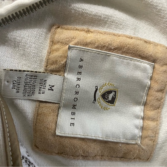 * Abercrombie & Fitch medium full zip thin sweatshirt Cream Tan Jacket - Picture 6 of 7